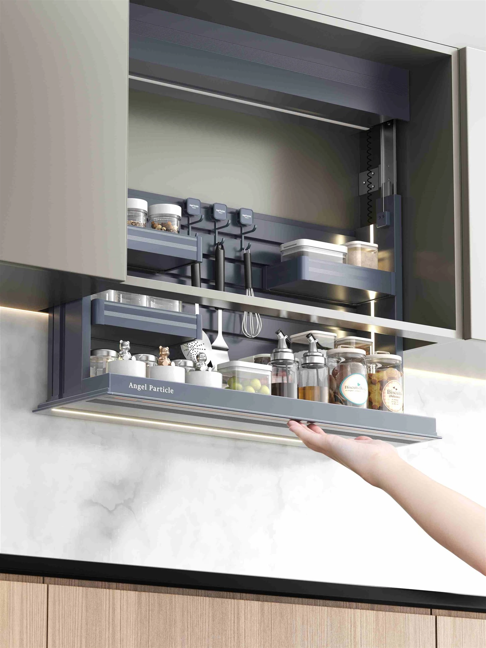 Hidden cabinet seasoning rack Hidden cabinet seasoning rack