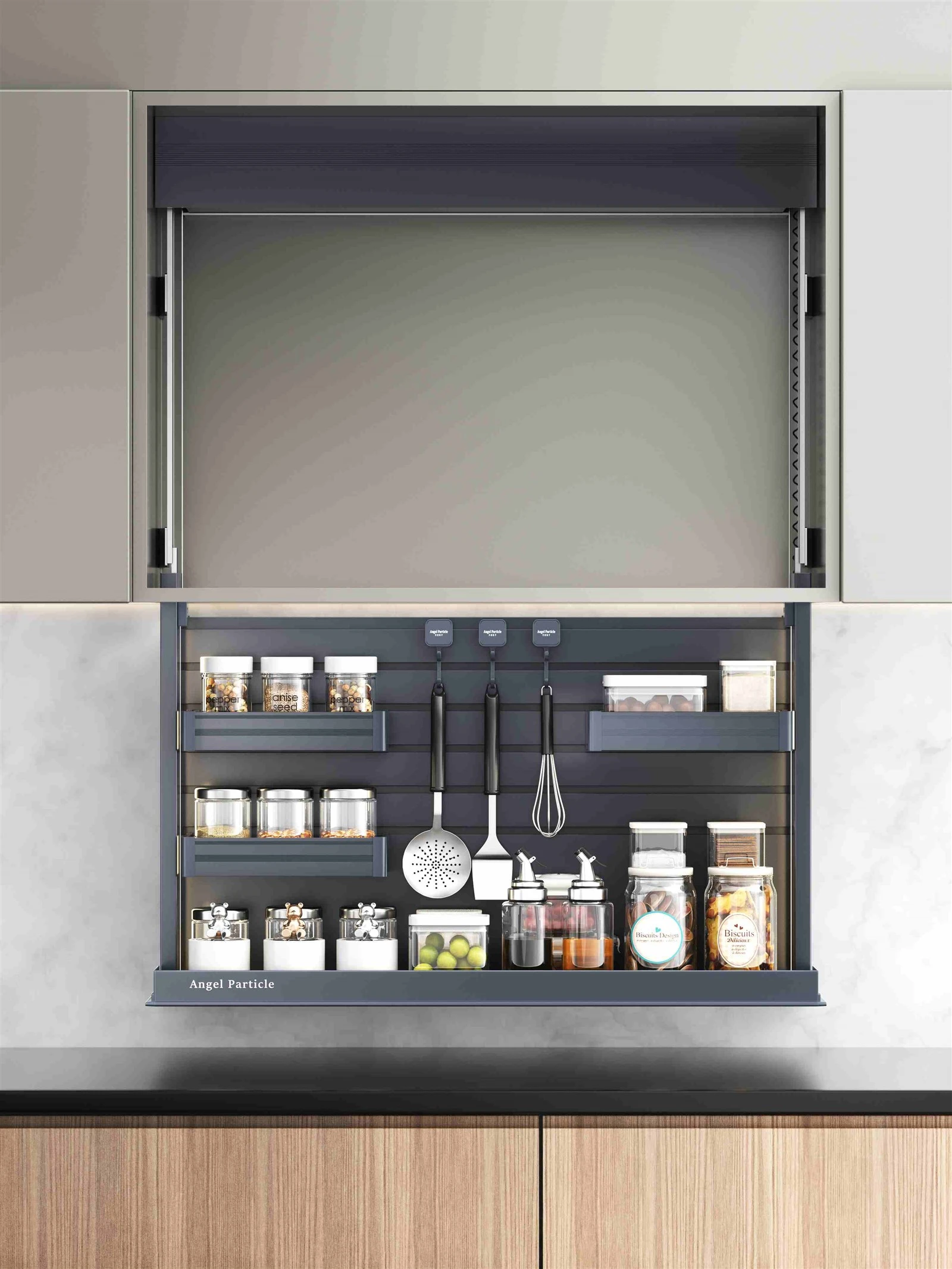 Hidden cabinet seasoning rack Hidden cabinet seasoning rack
